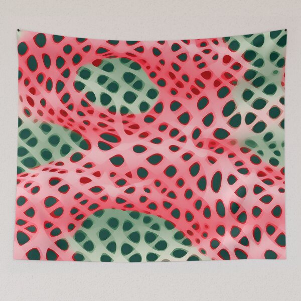 Item preview, Coral Matrix: Red and Green Abstract Network designed and sold by VectorPlace.