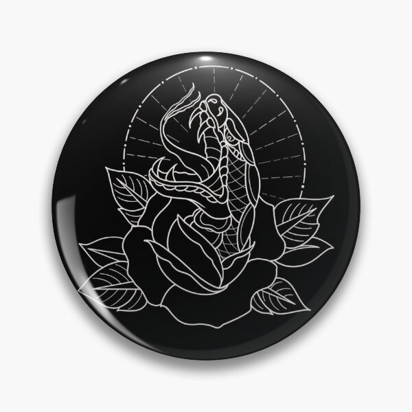 Item preview, Traditional white snake and flower flash designed and sold by ReaperRoseCo.