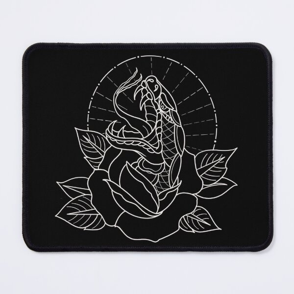 Item preview, Traditional white snake and flower flash designed and sold by ReaperRoseCo.