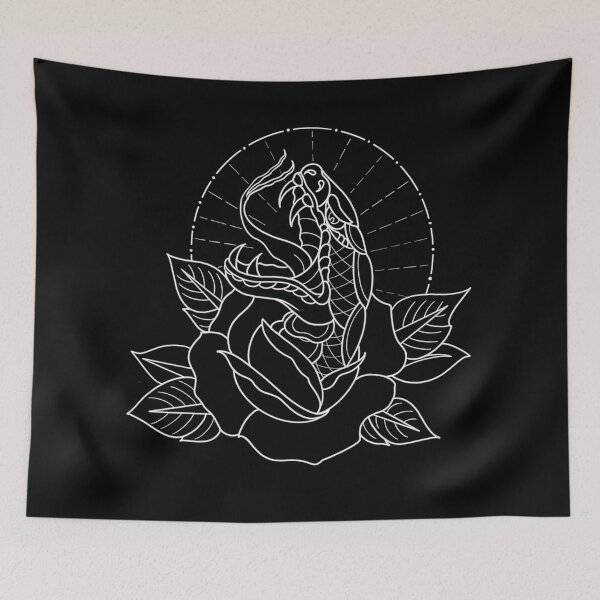 Item preview, Traditional white snake and flower flash designed and sold by ReaperRoseCo.