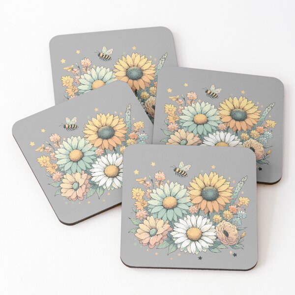 Item preview, Cottagecore Country Flowers, Bee and Stars designed and sold by hidden-design.
