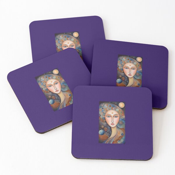 Item preview, portrait of a woman - lunar muse, goddess decorated and topped with moons designed and sold by Creativesphotos.