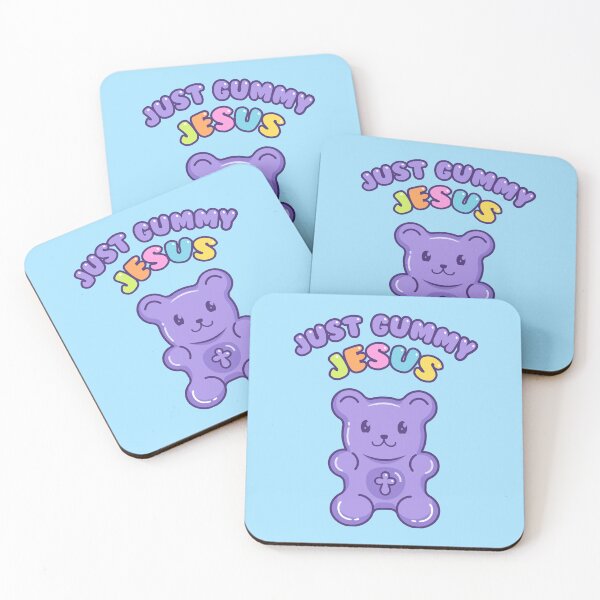 Aperçu de l'œuvre JUST GUMMY JESUS - Christian Pun - Ours gommeux violet mignon créée et vendue par Glory After Tears.