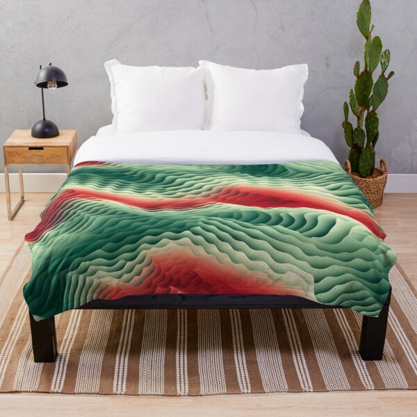 Aperçu de l'œuvre Crimson & Sage Waves : Art abstrait en couches créée et vendue par VectorPlace.