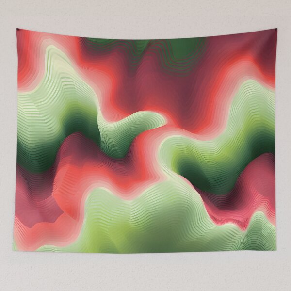 Item preview, Emerald and Ruby Rhythms: Abstract Wave Interplay designed and sold by VectorPlace.