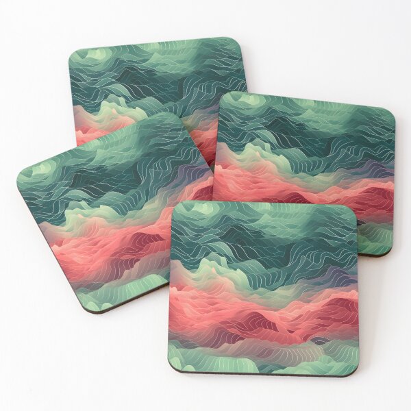Item preview, Cresting Verdure: Green and Red Wavy Layers designed and sold by VectorPlace.