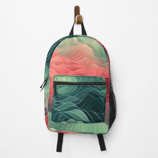 Item preview, Cresting Verdure: Green and Red Wavy Layers designed and sold by VectorPlace.
