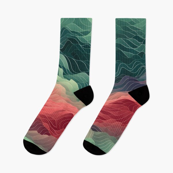 Item preview, Cresting Verdure: Green and Red Wavy Layers designed and sold by VectorPlace.