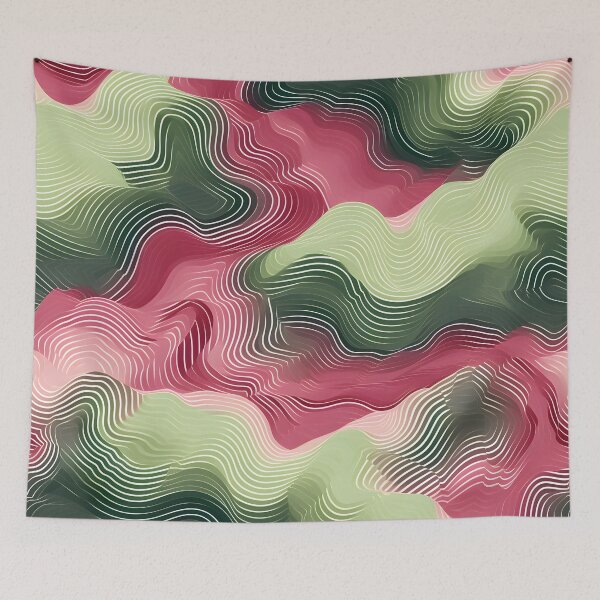 Item preview, Harmonic Waves: Pink and Green Abstract Layers designed and sold by VectorPlace.