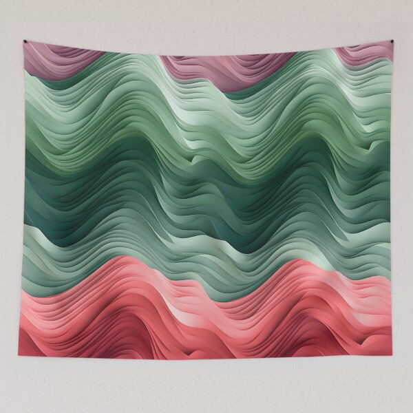 Item preview, Sculpted Tides: Fluid Green and Pink Abstraction designed and sold by VectorPlace.