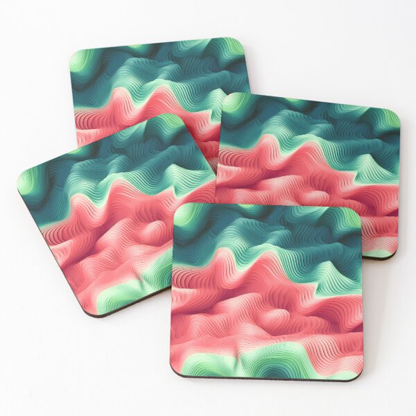 Item preview, Synthetic Topography: Layered Pink and Green Waves designed and sold by VectorPlace.