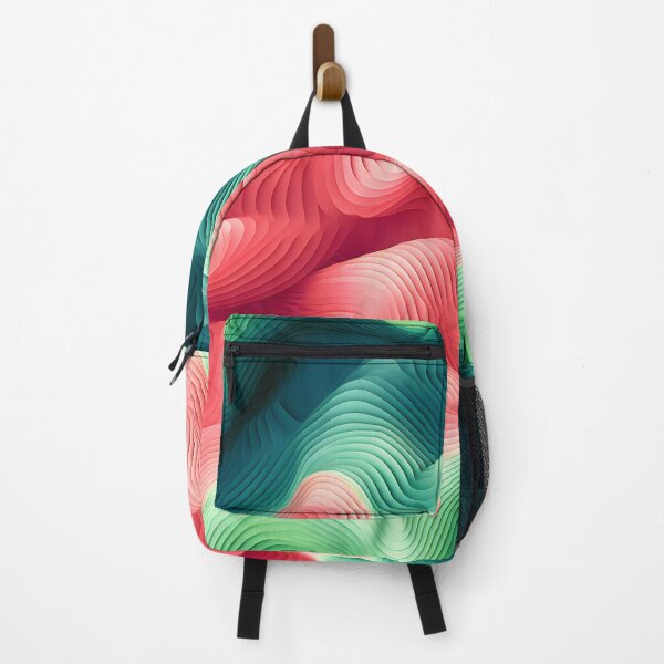 Item preview, Synthetic Topography: Layered Pink and Green Waves designed and sold by VectorPlace.