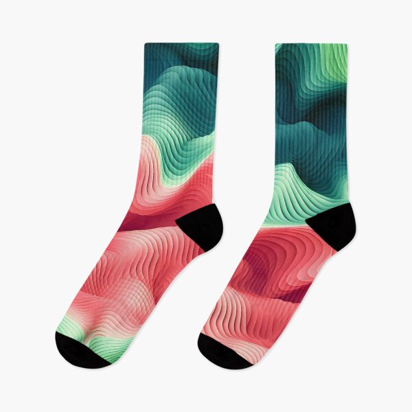 Item preview, Synthetic Topography: Layered Pink and Green Waves designed and sold by VectorPlace.