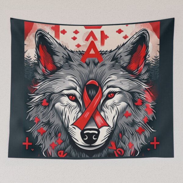 Item preview, Howling for Hope: World AIDS Day Wolf designed and sold by NightshadeWolfs.