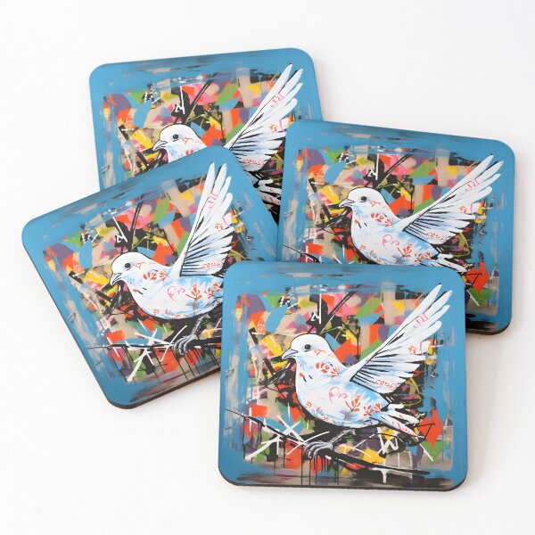 Item preview, Vibrant Wings- White Peace Dove in the Abstract Fusion of Bold Colors and Styles- سلام designed and sold by OlfactoART Studio.