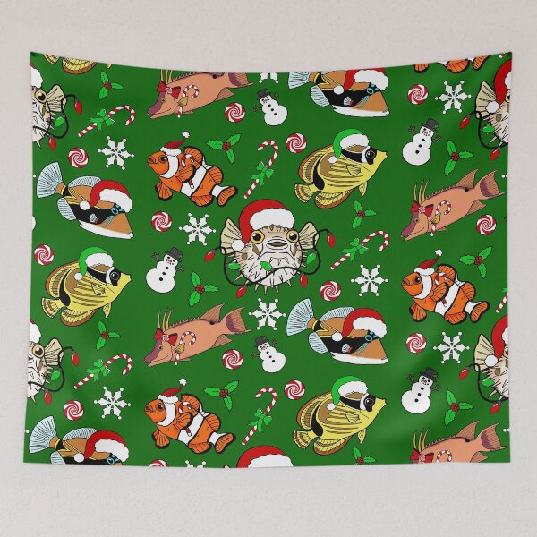 Item preview, Merry Fishmas Pattern designed and sold by sharkbait83.