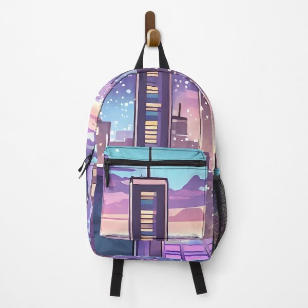 Item preview, futuristic aesthetic city night skyline illuminated designed and sold by emaotx.
