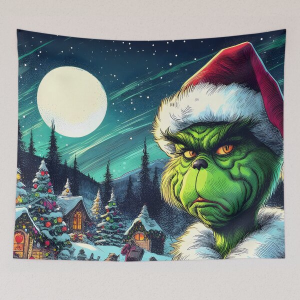 Item preview, Grinch joy, festive art. Unique, whimsical Christmas magic. Explore now! designed and sold by InsaneLEDP.
