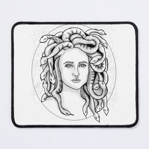 Item preview, Unleash Mythical Beauty with this mesmerizing black and white Medusa print! designed and sold by NerdyMissJen.
