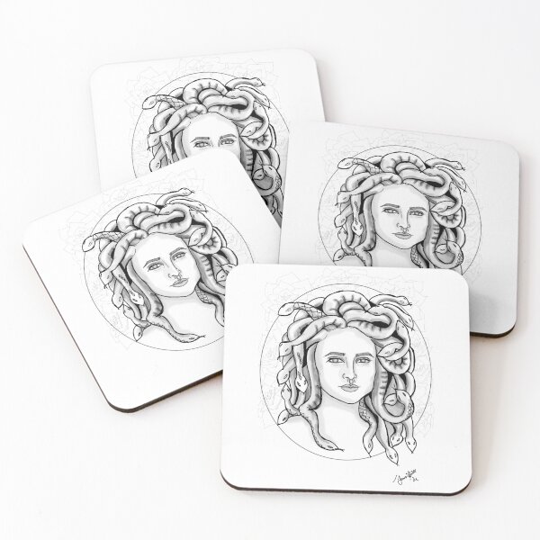 Item preview, Unleash Mythical Beauty with this mesmerizing black and white Medusa print! designed and sold by NerdyMissJen.