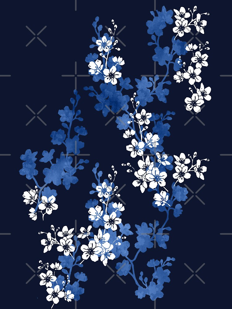 Thumbnail 7 of 7, Classic T-Shirt, Sakura blossom in deep blue designed and sold by adenaJ.
