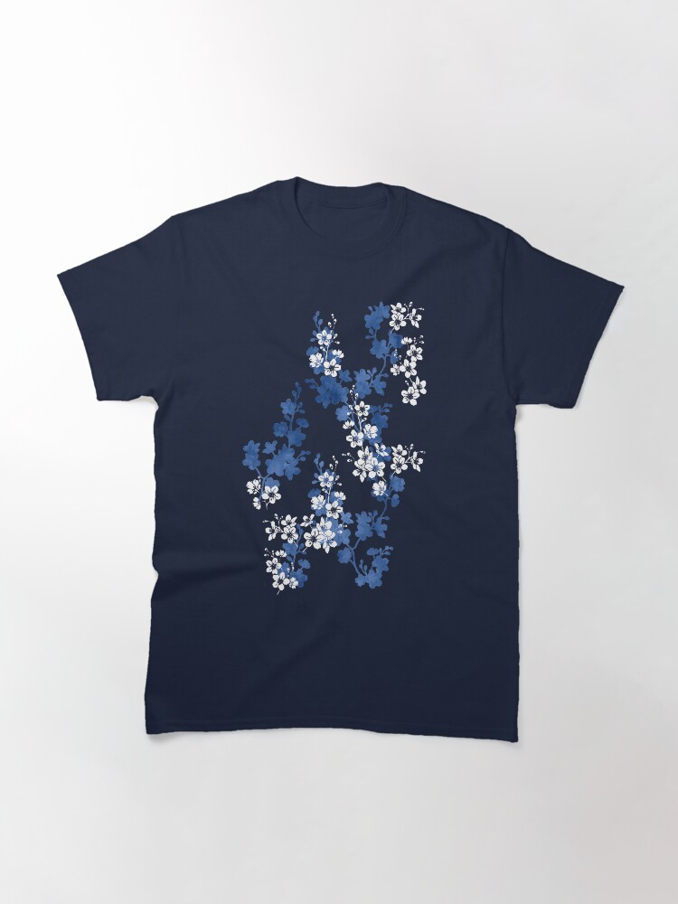 Thumbnail 3 of 7, Classic T-Shirt, Sakura blossom in deep blue designed and sold by adenaJ.
