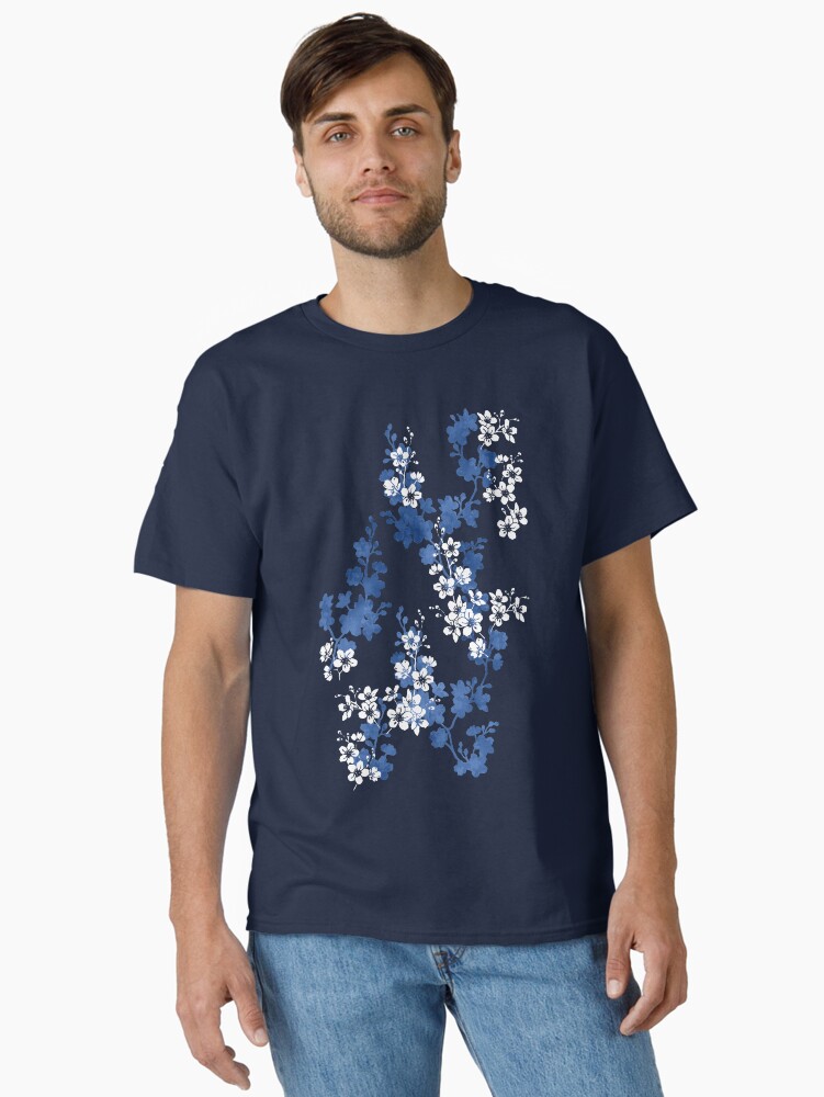Thumbnail 1 of 7, Classic T-Shirt, Sakura blossom in deep blue designed and sold by adenaJ.