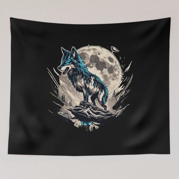 Item preview, wolf with moon designed and sold by Joncasmiart.