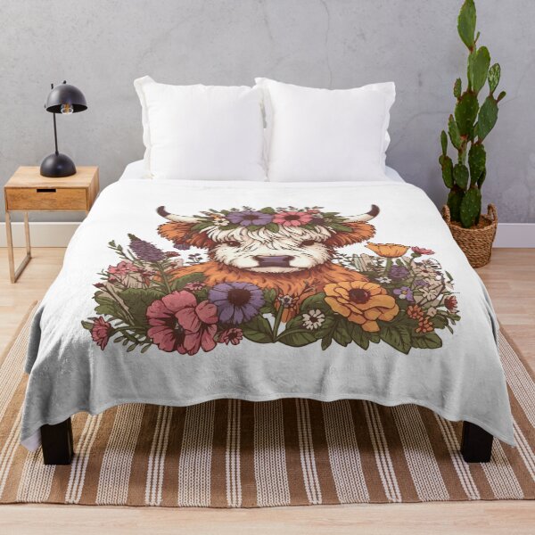 Item preview, Highland Cow Cottagecore with Flowers designed and sold by heartsake.