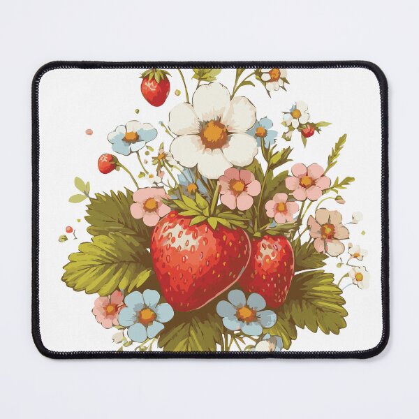 Item preview, Cottagecore Vintage Strawberries and Wild Flowers designed and sold by heartsake.