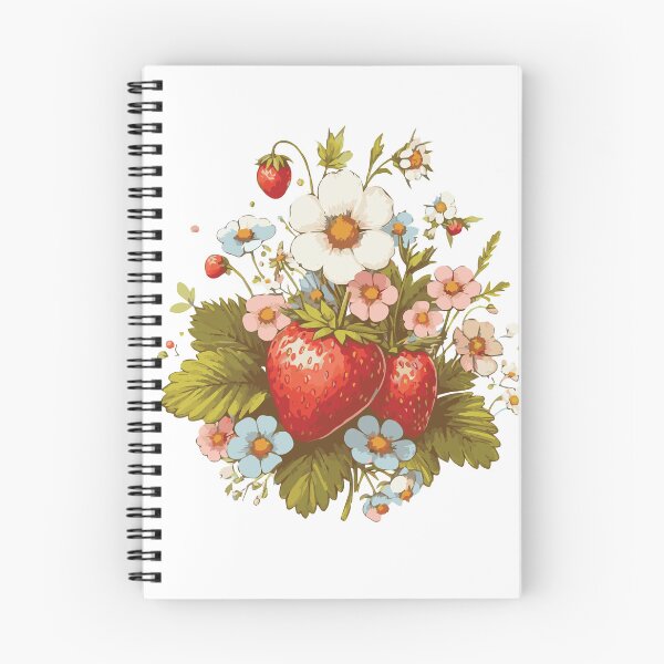 Item preview, Cottagecore Vintage Strawberries and Wild Flowers designed and sold by heartsake.