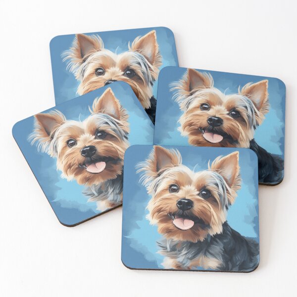 Item preview, Yorkie Watercolor, Blue Background designed and sold by Samuelsboro.