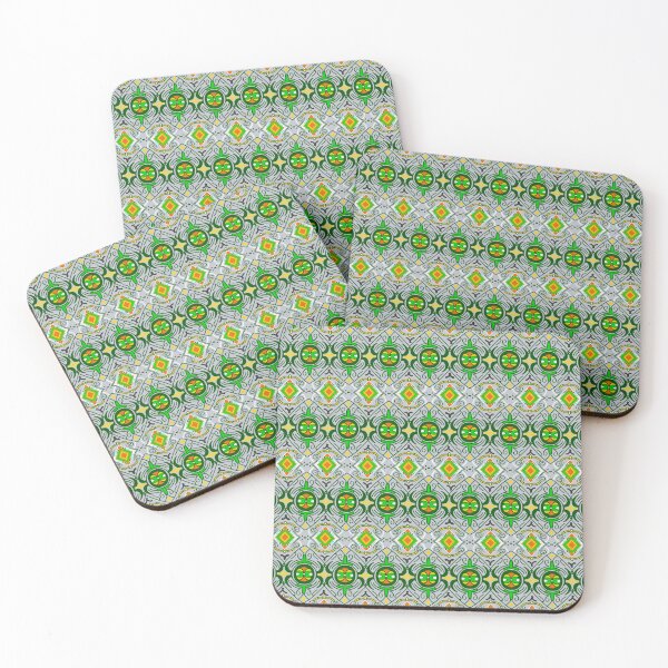 Item preview, Pattern of green yellow orange white geometric striped designed and sold by NarongStocker37.