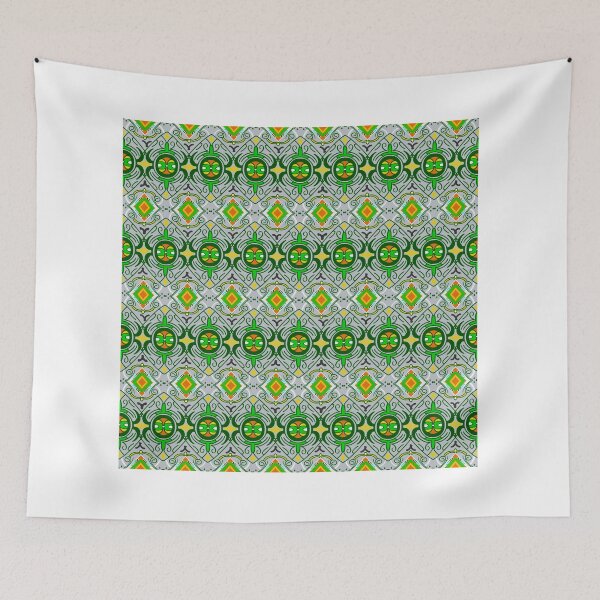 Item preview, Pattern of green yellow orange white geometric striped designed and sold by NarongStocker37.