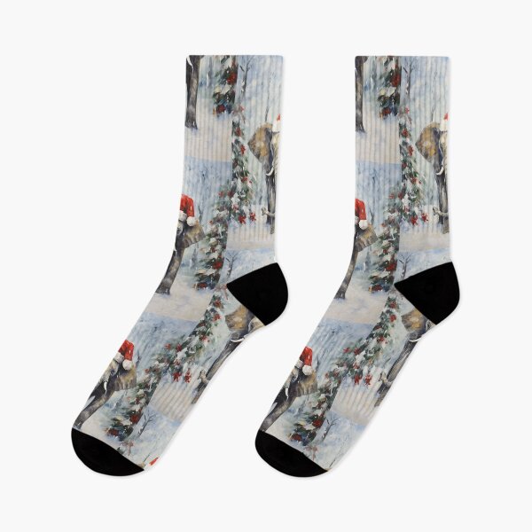 Item preview, Christmas Elephant Enjoying the Walk in The Snow designed and sold by SkyTastic.