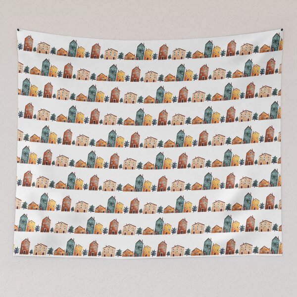 Item preview, Christmas Village Pattern designed and sold by Marta Pilosio Illustration.