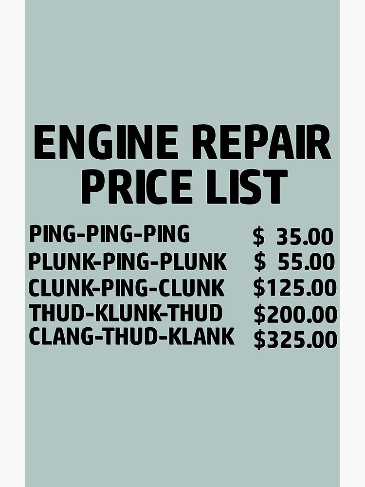 Small engine repair price list sale