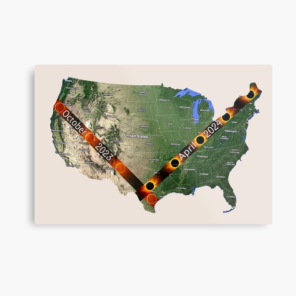 Item preview, USA Anular Solar Eclipse 2023 and Total Solar Eclipse 2024 Paths designed and sold by Kuetspal-Lin.