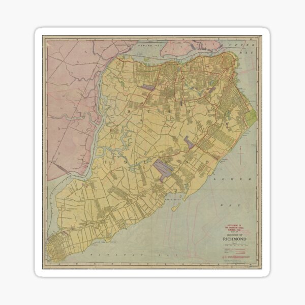 Aperçu de l'œuvre Carte Vintage de Staten Island NY (1911) créée et vendue par BravuraMedia.