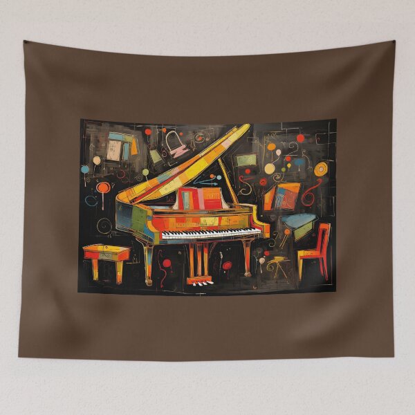 Item preview, Piano Sonata- Contemporary Keyboard Illustration and Harmony in Keys on a Dark Canvas designed and sold by OlfactoART Studio.