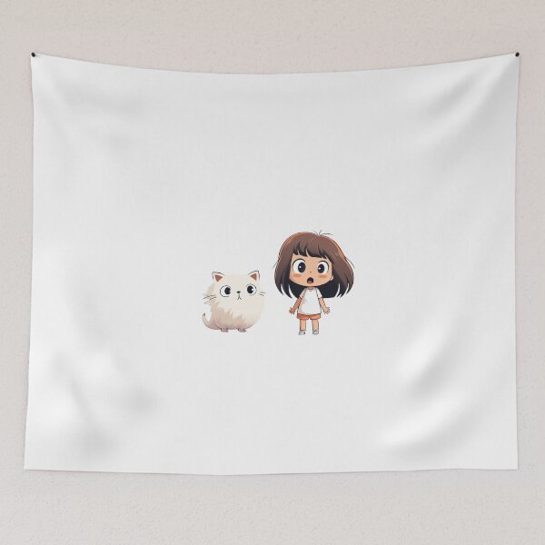 Item preview, White cat and her sweet playmate designed and sold by omerfdln34.