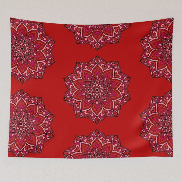 Item preview, Red flower mandala of love designed and sold by Alena KissMyArt.