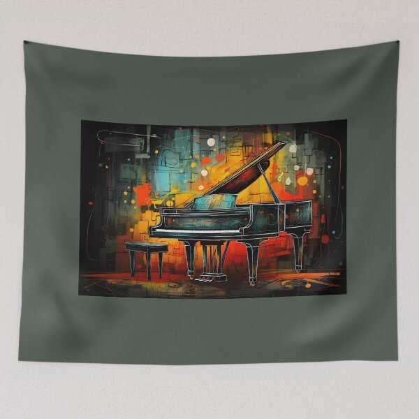 Item preview, Melodic Fusion- Abstract Piano Art in a Symphony of Color and Textured Chalkboard designed and sold by OlfactoART Studio.