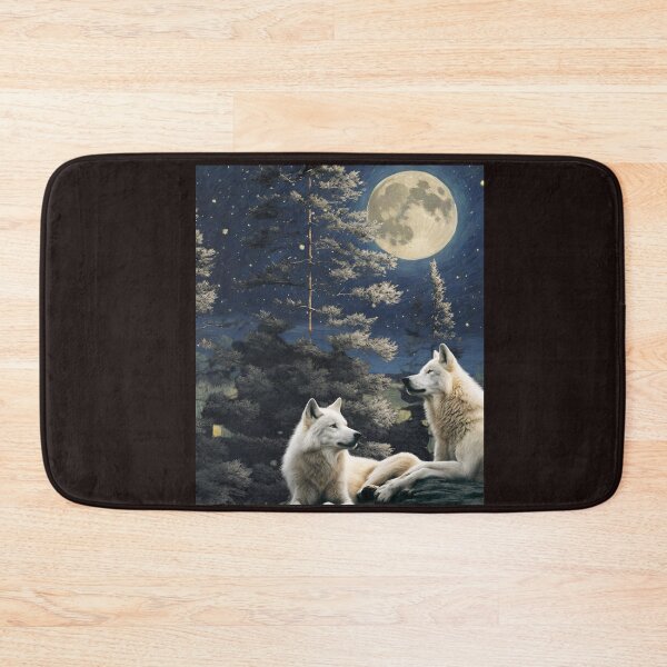 Item preview, Real white wolves enjoying the full moon designed and sold by RockyRambobo.