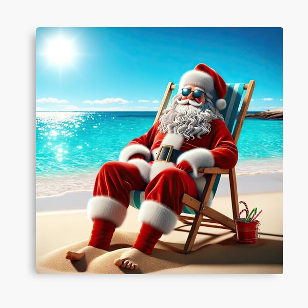 Item preview, Santa on the Beach in the Chair wearing Sunglasses designed and sold by MagicStrawberry.