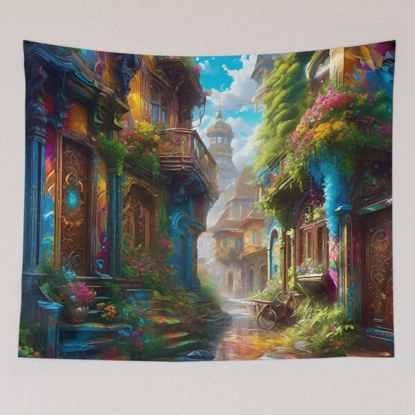 Item preview, Colorful Village - Surreal Fantasy art concepts designed and sold by Delerat7.