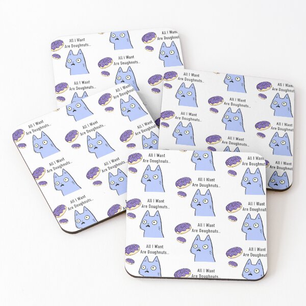 Item preview, All I Want Are Doughnuts Blue Cat Design by ZeesDesign on Redbubble designed and sold by ZEESDESIGN.