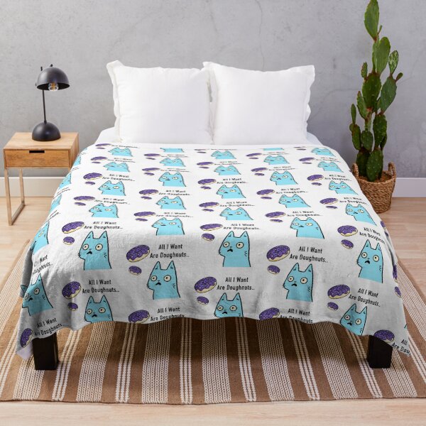 Item preview, All I Want Are Doughnuts Light Blue Cat Design by ZeesDesign on Redbubble designed and sold by ZEESDESIGN.