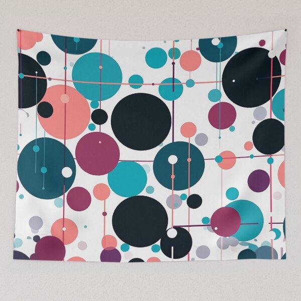 Item preview, Circle Harmony - Interconnected Lines and Diverse Circles in Modern Art designed and sold by PaintbrushPlace.