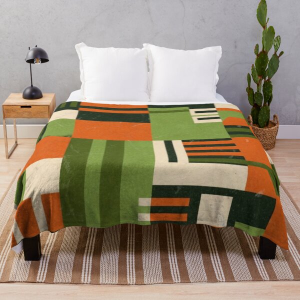 Item preview, Almost Squares Abstract Tile Collage in orange and green designed and sold by elhamart.